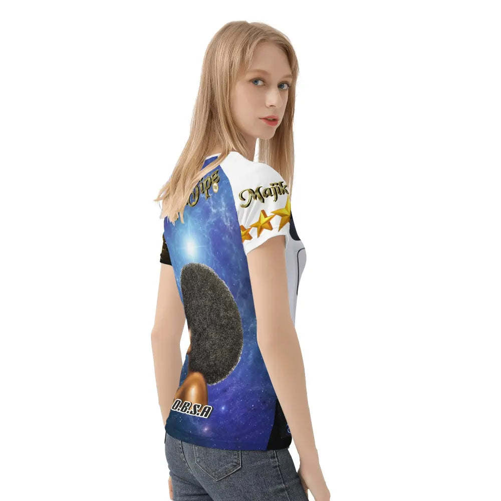 MajikTipz™ "Queenz of the Galaxy" Futuristic Afro Art T-Shirt – Empowerment Meets Innovation
