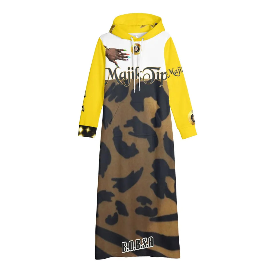 🔥 MajikTipz™ Leopard Print Hoodie Dress – Urban Streetwear for Bold Queens (B.O.B.S.A Edition)