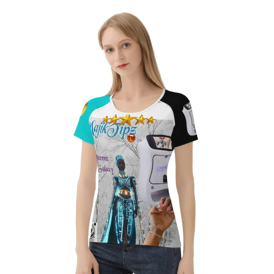MajikTipz™ "Queenz of the Galaxy" Futuristic Afro Art T-Shirt