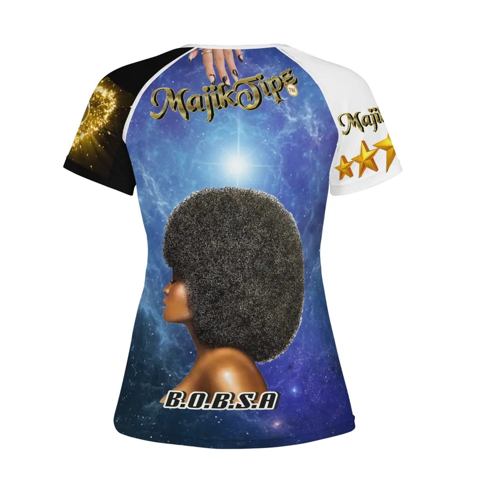 MajikTipz™ "Queenz of the Galaxy" Futuristic Afro Art T-Shirt – Empowerment Meets Innovation