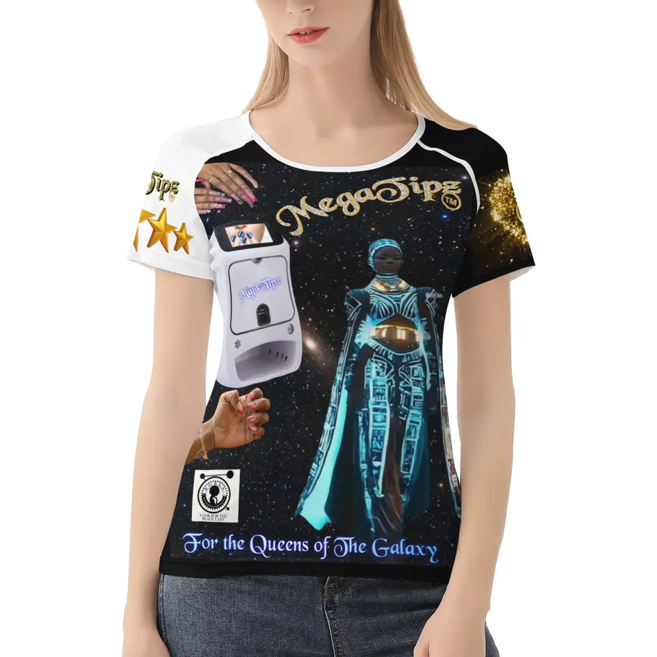 MajikTipz™ "Queenz of the Galaxy" Futuristic Afro Art T-Shirt – Empowerment Meets Innovation