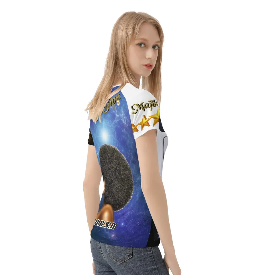 MajikTipz™ "Queenz of the Galaxy" Futuristic Afro Art T-Shirt – Empowerment Meets Innovation