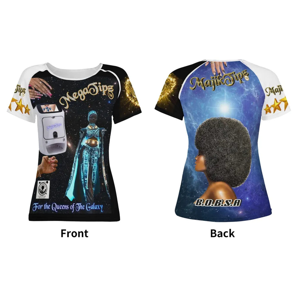 MajikTipz™ "Queenz of the Galaxy" Futuristic Afro Art T-Shirt – Empowerment Meets Innovation